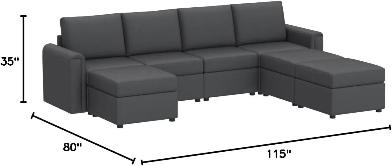 Modular Sectional Sofa, Convertible U Shaped Sofa Couch with Storage, Memory Foam, Modular Sectionals with Ottomans,