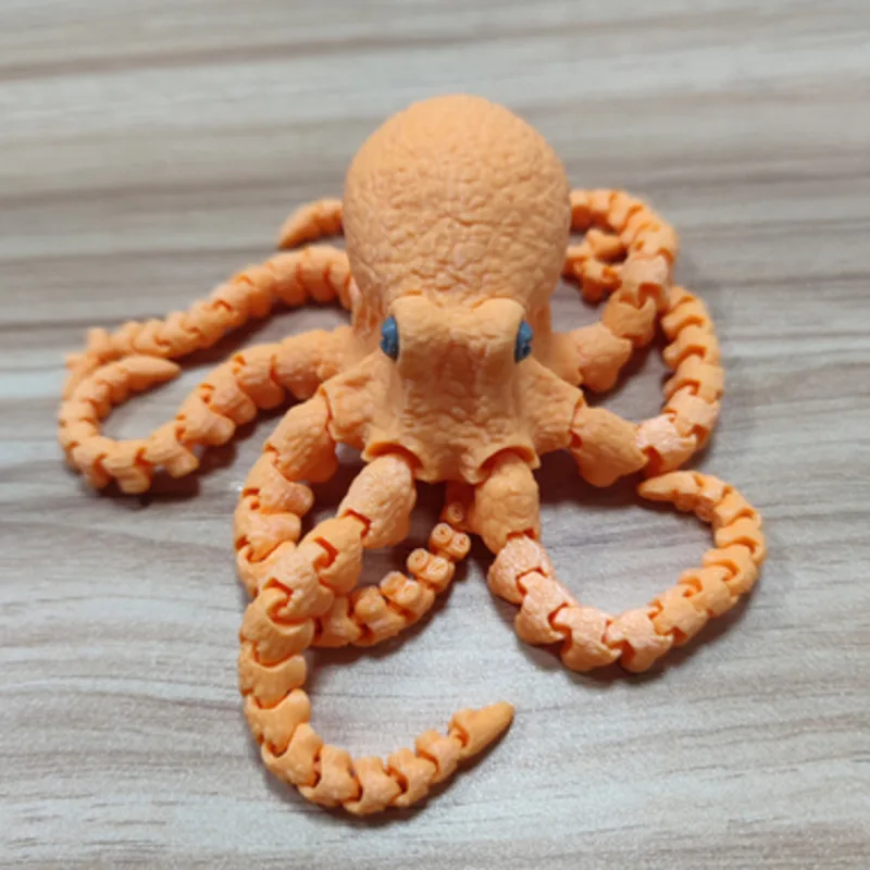 3D Printed Multi-Jointed Movable Octopuses Hand-held Toys Fishbowl Decoration Tabletop Decorative Ornament For Adults&Kids Gifts