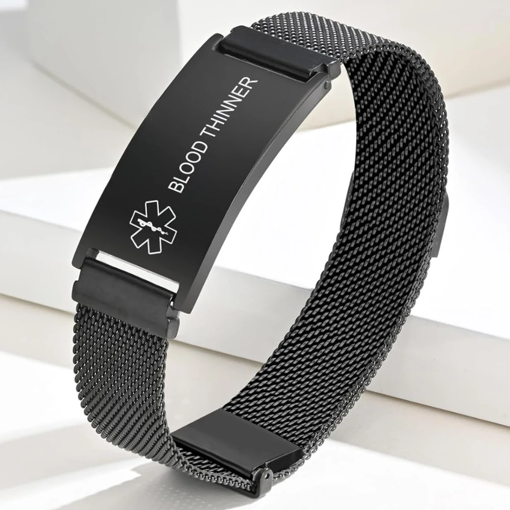 

Medical Alert ID Bracelet Free Customization Carve Adjustable Stainless Steel Urgent Survival Allergy Information Wristband