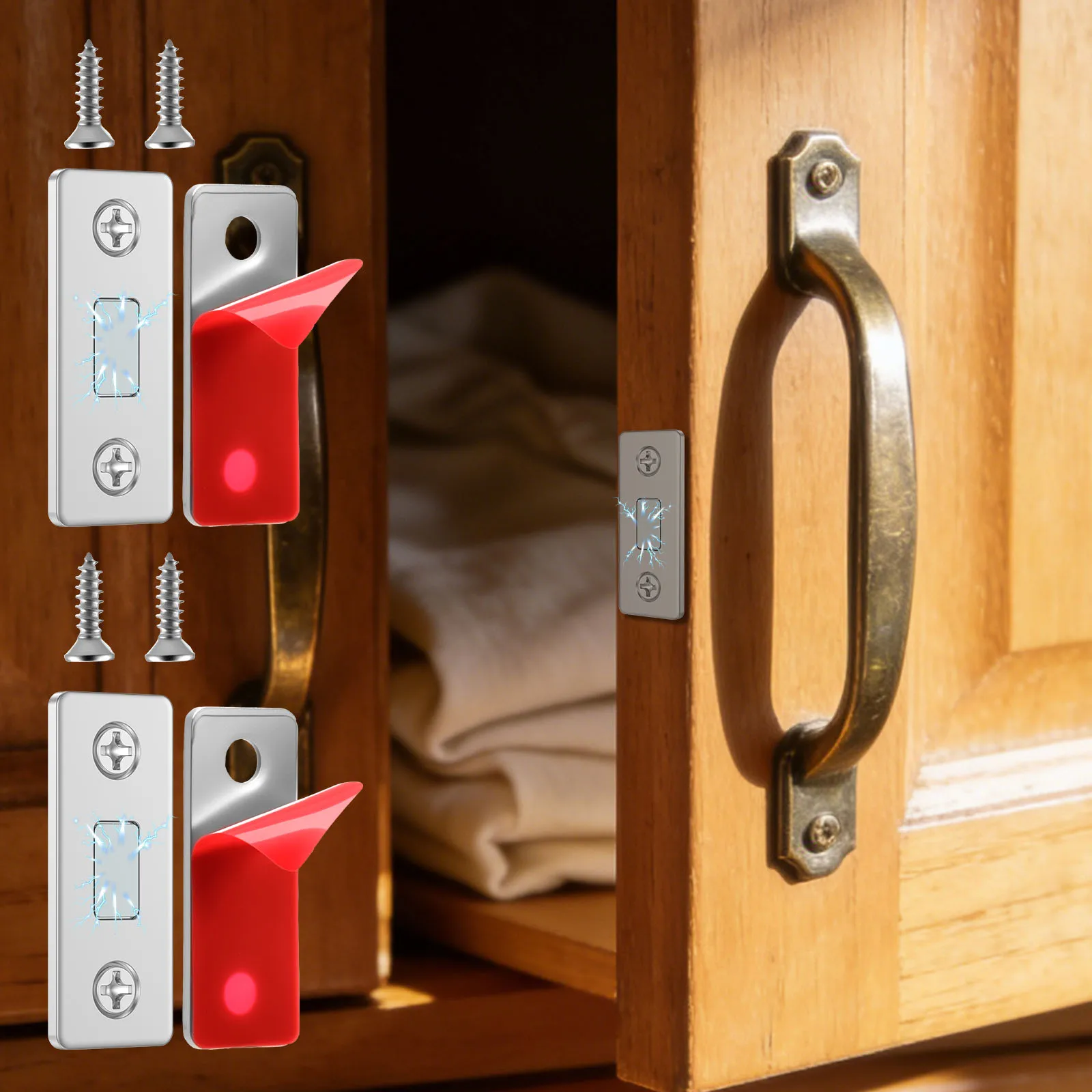 

2 Pack Magnetic Door Catch Easy Install Magnetic Cabinet Latch Closure with Adhesive and Screw 0.16 Inch Thick for Cabinet Door