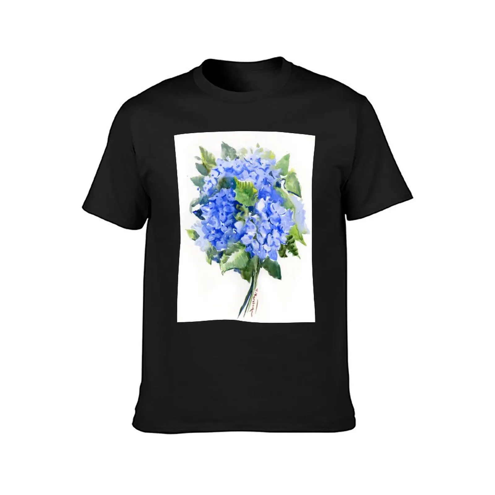 Hydrangea Flowers, Blue floral design T-Shirt summer tops korean fashion oversizeds animal prinfor boys T-shirt men