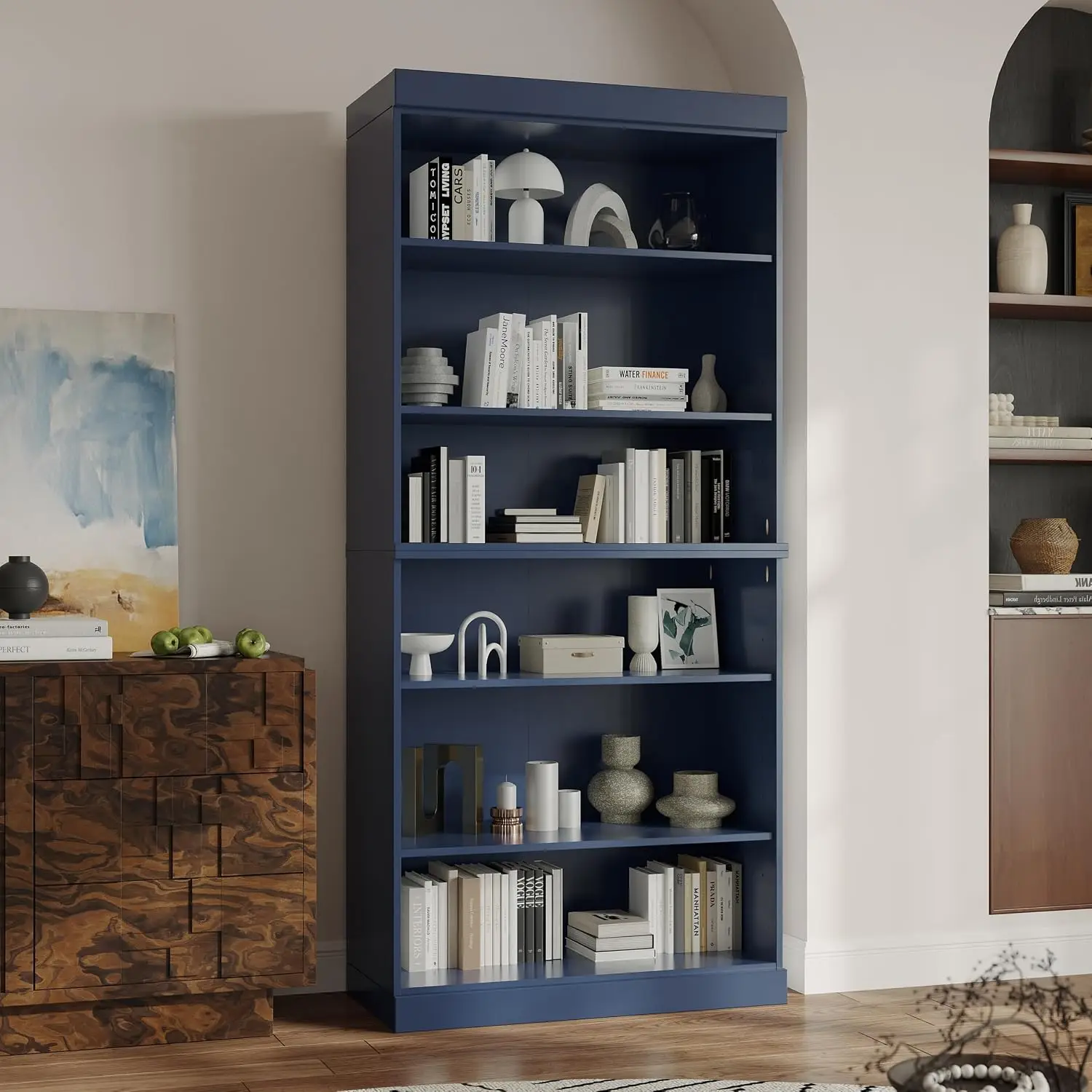 Solid Wood Bookcase 6-Tier Stackable Modular Shelf 71.5