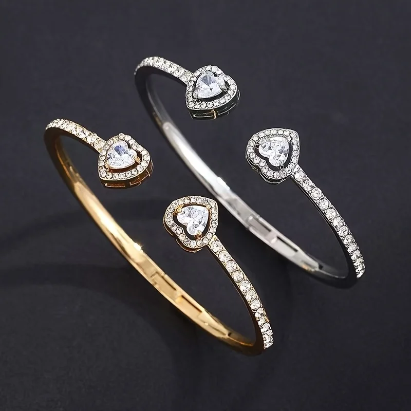 European and American Double Heart Open Bracelet Instagram Style Women's Fashion Statement Ring