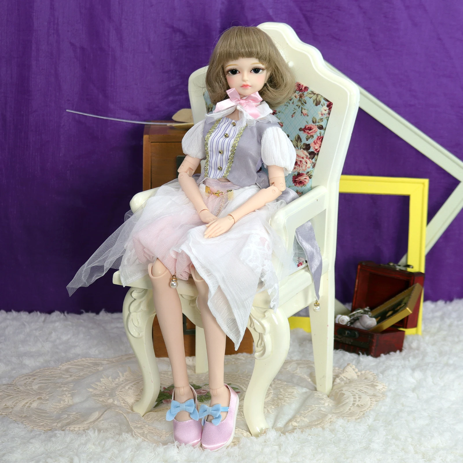 Boneca DBS 1/4 BJD com Corpo de Juntas Mecânicas e Maquiagem, Incluindo Peruca, Olhos e Roupas para Meninas Reborn