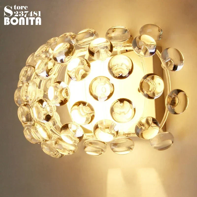 

Simple Modern Acrylic Ion Wall Lamp Crystal Bead Wall Lights for Bedroom Zeus Sweat Caboche Sconces Clear / Amber