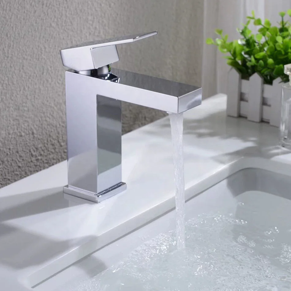 

Chrome Bathroom Basin Faucet 304SUS Hot and Cold Sink Mixer Grey Black Water Mixer Sinle Lever Square sink mixer