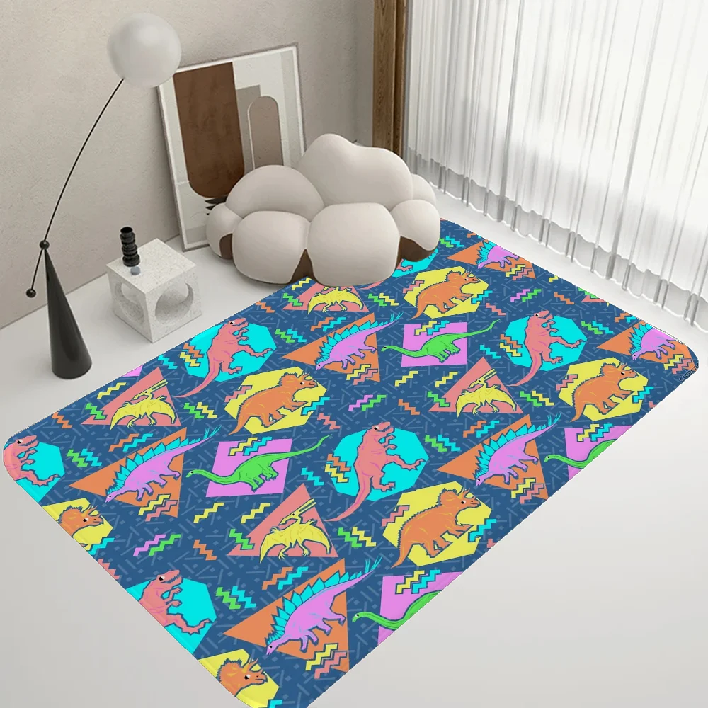 New Cartoon Dinosaur Kitchen Mat Kids Room Bedroom Decoration Balcony Anti-Slip Doormat Living Room Alfombra