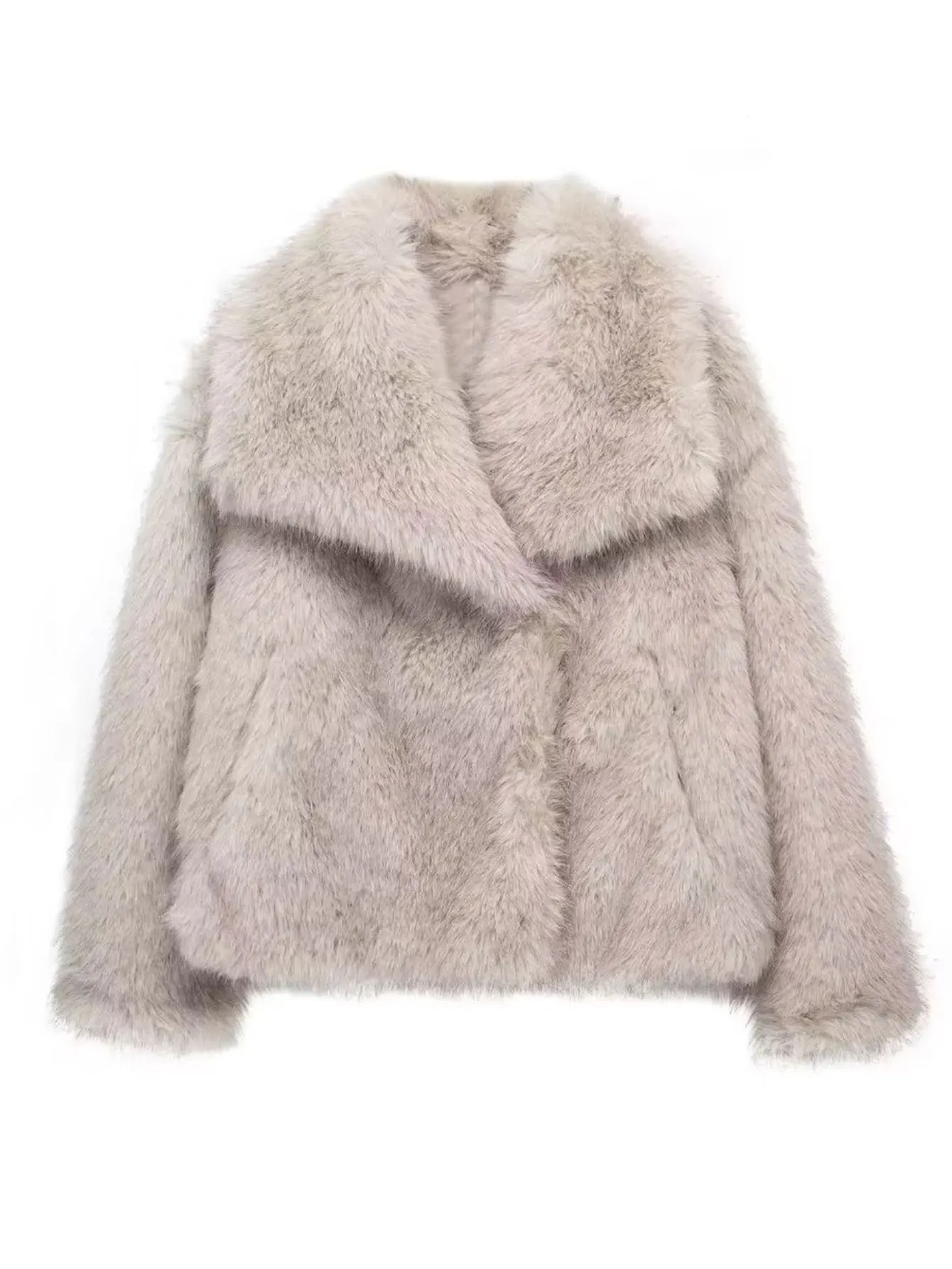 

Women's Chic Vintage Long Sleeve Jacket Winter Fur Faux Fur Lapel with Pockets Plain Basics Party Outerwear