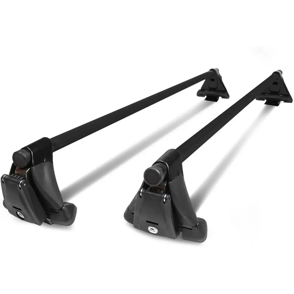 Adjustable Bolt-on Cargo Rack Bars with Mounting Brackets and Lock Keys Compatible with 2005-2017 Ford Mustang, Black Powdercoat