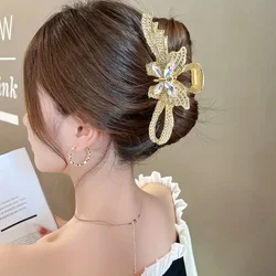 Fashionable solid color shiny rhinestone butterfly hair clip, elegant hair clip, suitable for women's daily use