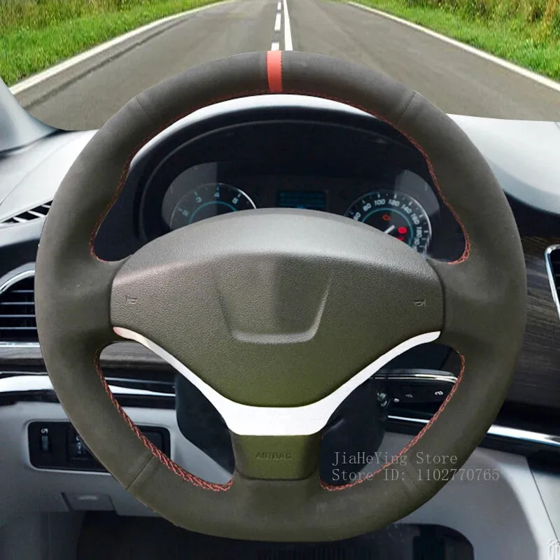 

Замшевый чехол на руль DIY на заказ, сшитый вручную для Peugeot 308 2012-2015 408 2013, аксессуары для украшения интерьера