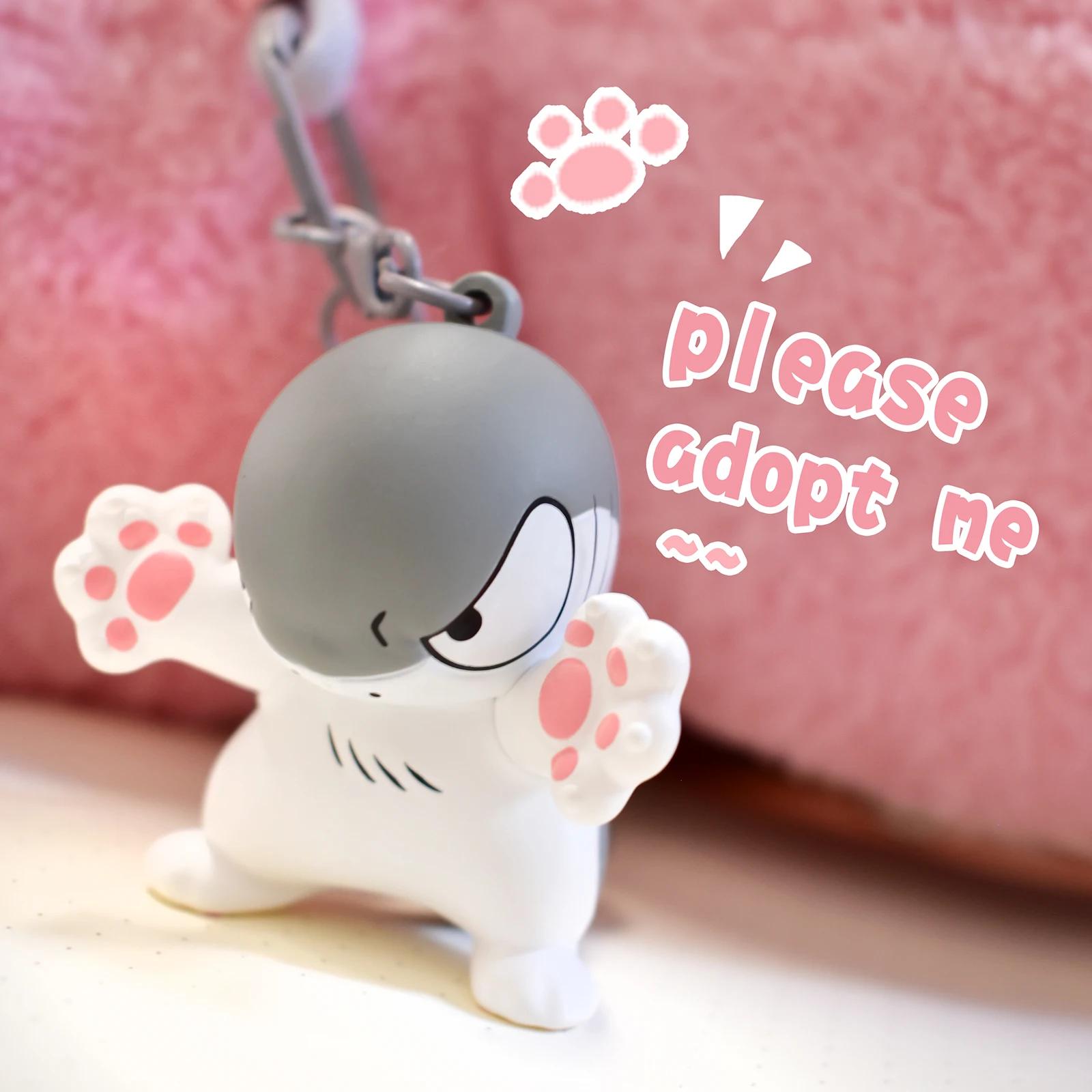 Zawieszka Sharkitty, breloczek do kluczy, kolekcjonerska mini figurka, pomysł na prezent, dekoracja do plecaka (Hmph! Adoptuj mnie, jeśli mnie kochasz)