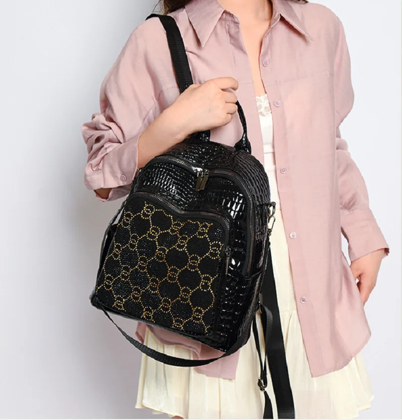 

New Women's High Quality Large Capacity Travel Backpacks Fashion Luxury Double Zipper Shoulder Bags School Bag Crossbody Bagpack