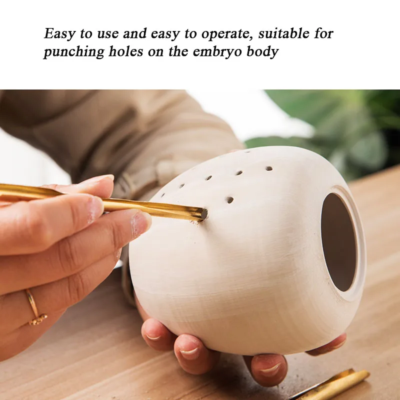 5Pcs/Set Corrosion-resistant Ceramic Hole Punch Practical Brass Clay Hole Cutter Drilling Slotting Perforator Carving Tools