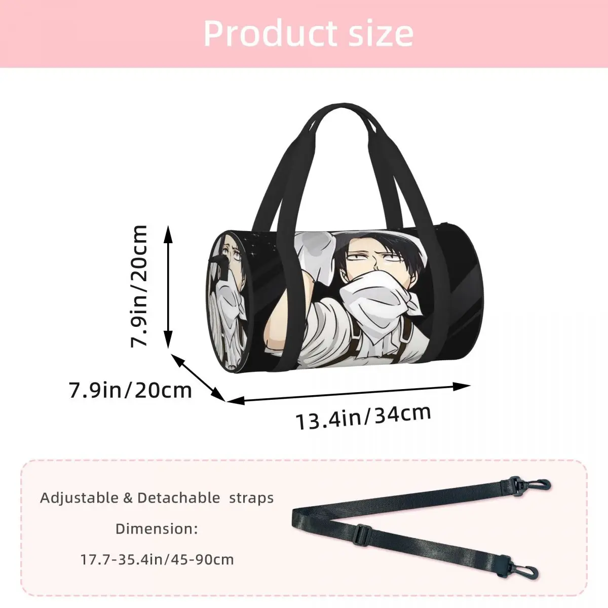 Levi AckermanLuggage Bag Multi-Functional Duffle Tote Bag Handbags Gym Bags Fitness Bag for Boys Girls