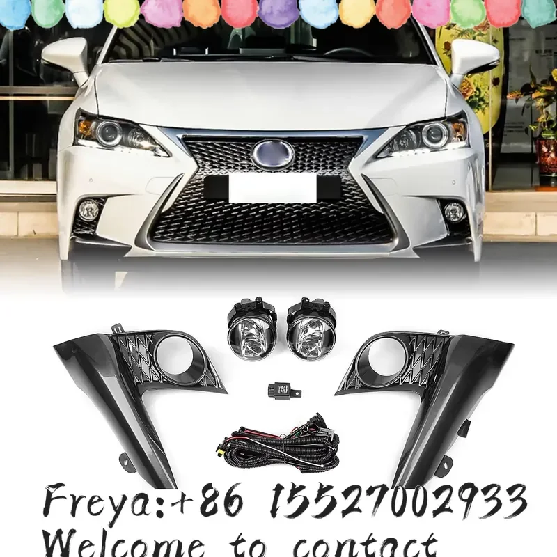 Front Bumper Side Daytime Day Lamp Running Fog Light +Air Vent Intake Cover Frame Shell Bezel For CT200H F-Sport