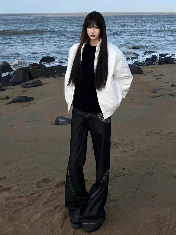 

Slimming High Waist Blue Porcelain Original Bull Knife Jeans Men's Straight Leg Micro Flared Pants Wear Resistant Daily Wear