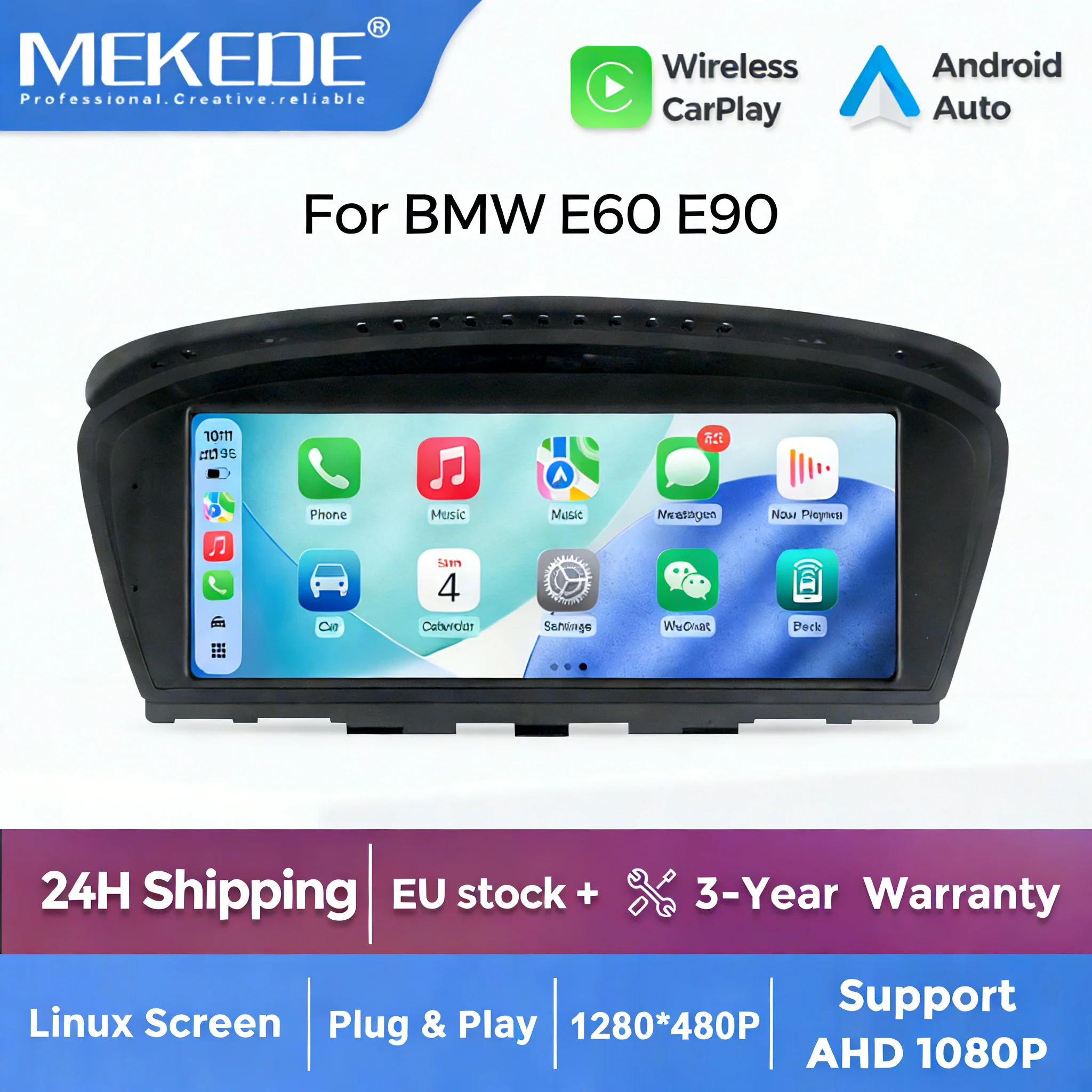 MEKEDE 2026 8,8-Zoll-QLED-Bildschirm für BMW 5er E60 E61 E63 E64 3er E90 E91 E92 2-DIN-Multimedia-Player Carplay Android Auto