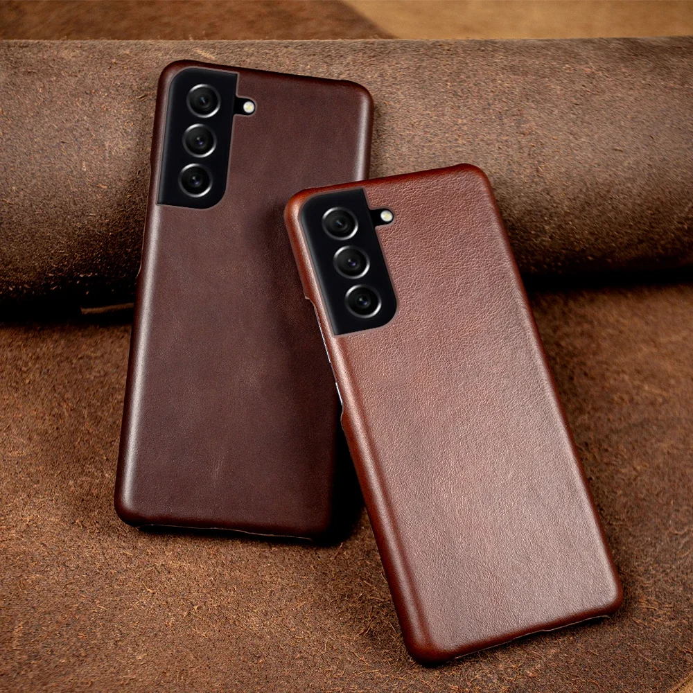 Hand Made Genuine Leather Cases For Samsung Galaxy S21 FE S20 S20FE 5G S20Plus Aesthetic Vintag Pattern Phone Shell Cover Back