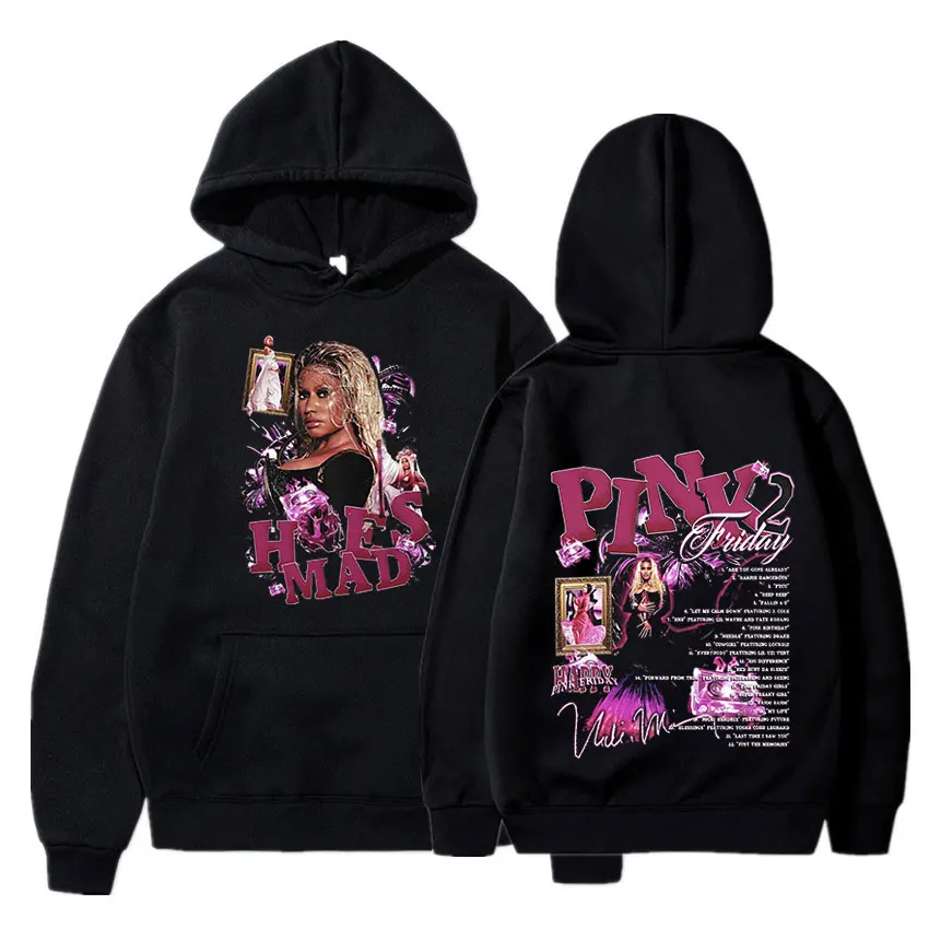 

Rapper Nicki Minaj 2024 World Tour Hoodies Gag City Pink Friday 2 Concert Fans Sweatshirts Men Women Hip Hop Oversized Pullovers