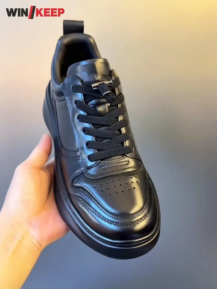 Comfortable Men Elastic Band Flat Heel Sneakers Sport Running Jogging Shoes Breathable Genuine Leather Daily Skateboard Trainers