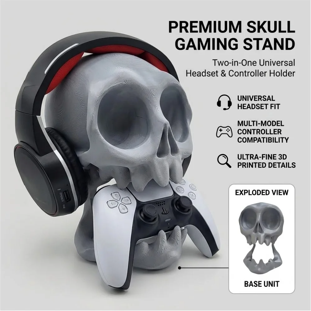 Creative Gaming Controller Esports Earphone Stand For PS5/PS4 Skeleton-Shaped, E-sports Desktop Decoration Item