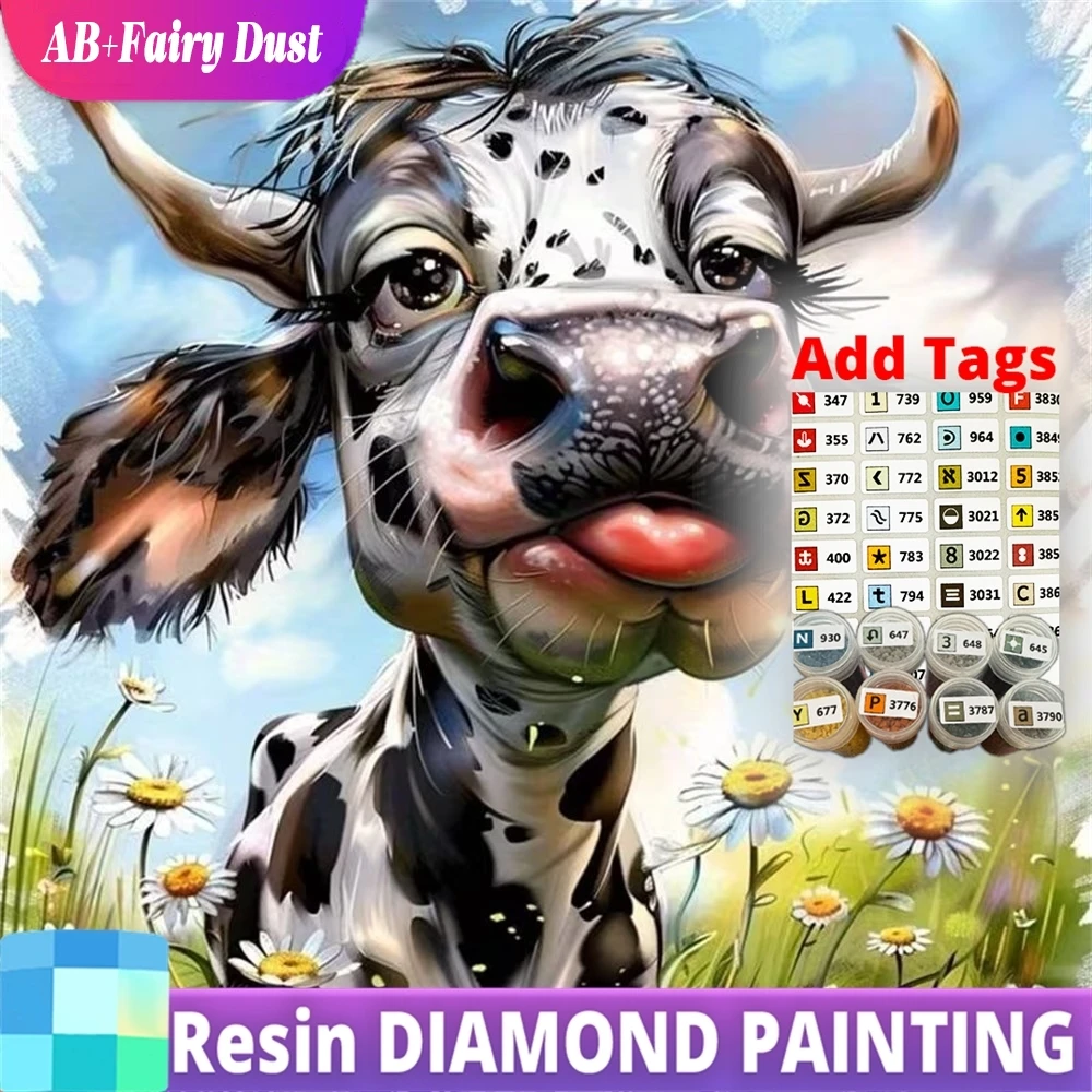 

Resin AB Fairy Dust Cow Diamond Embroidery Animal New Arrival Painting Cartoon Acrylic Craft Supplies Mosaic Cattle DIY Handmade