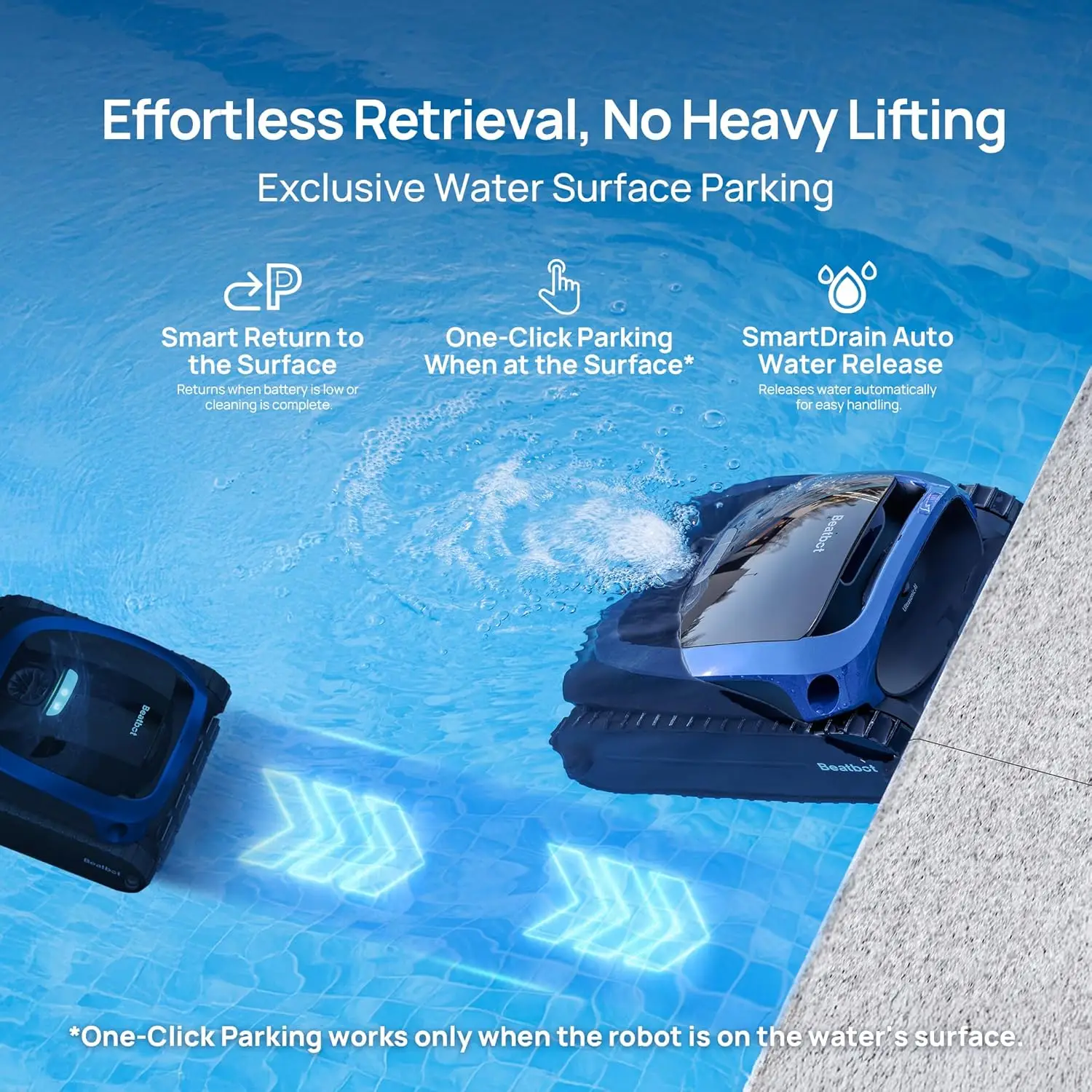 Beatbot AquaSense 2 Cordless Robotic Pool Vacuum Cleaner Smart Parking Double-Pass Scrubbing Cleans Floor Wall Waterline