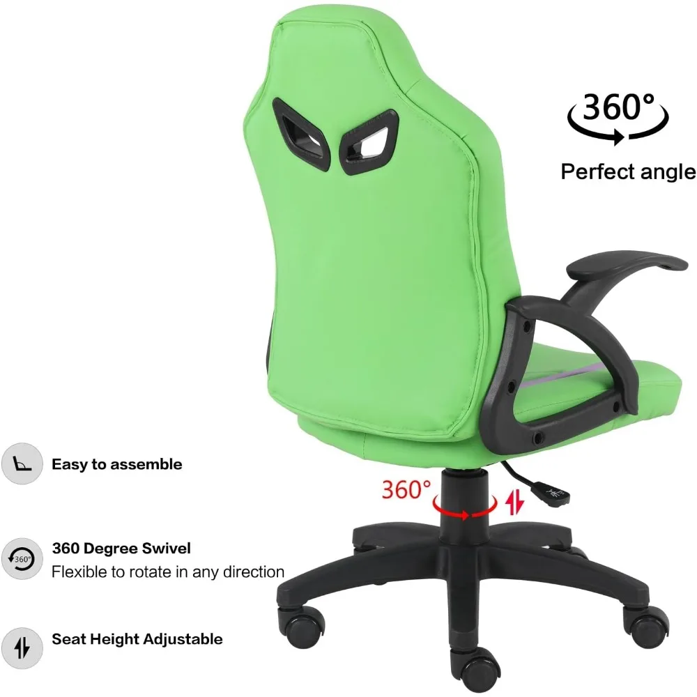 كرسي سباق دوار مريح عالي الظهر للمراهقين: مقعد ألعاب كمبيوتر بارتفاع قابل للتعديل مع راحة للصغار #5