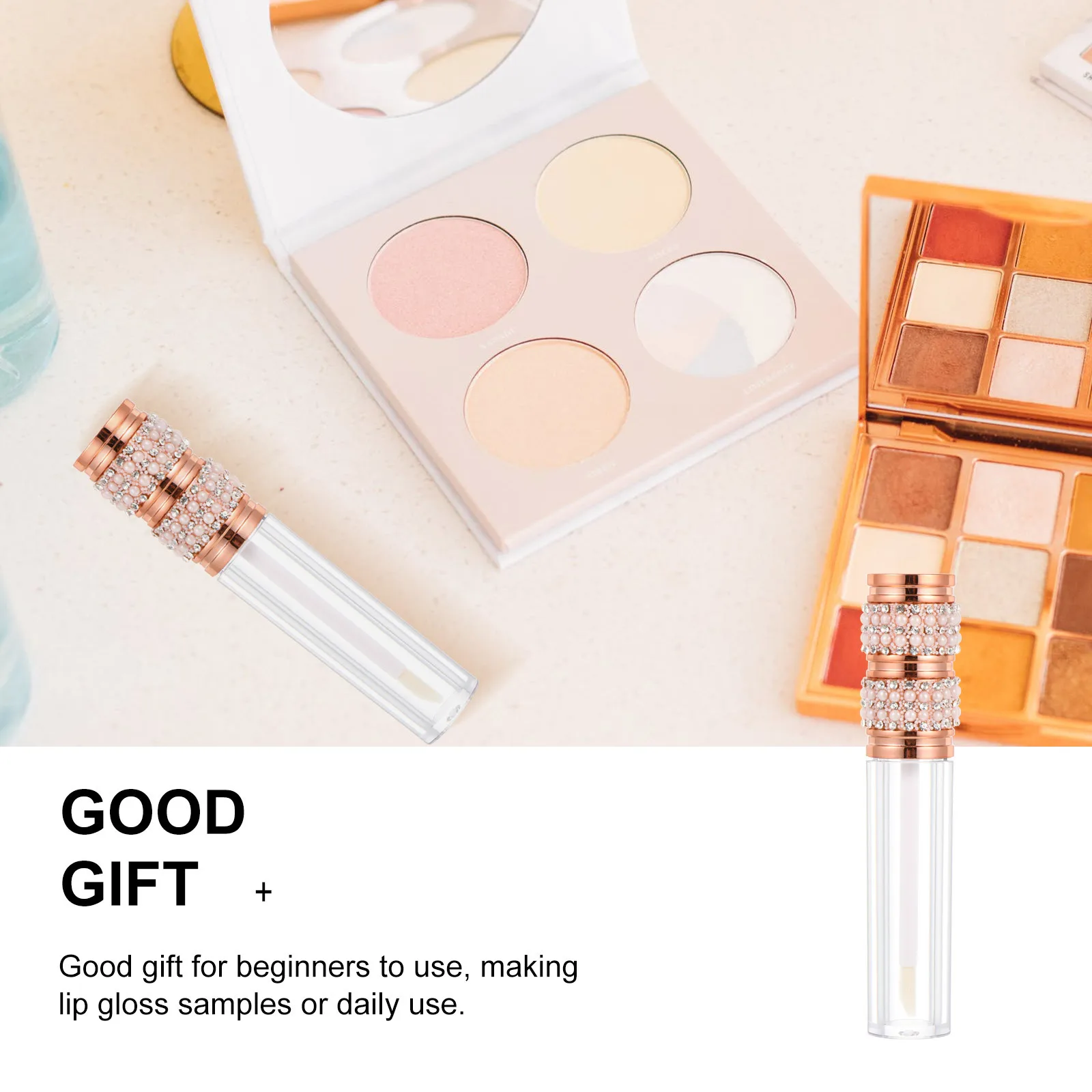 Conjunto de recipiente vazio para brilho labial, 5 peças, tamanho pequeno, garrafas de bálsamo labial da moda para mistura de cores personalizadas, uso diário para iniciantes