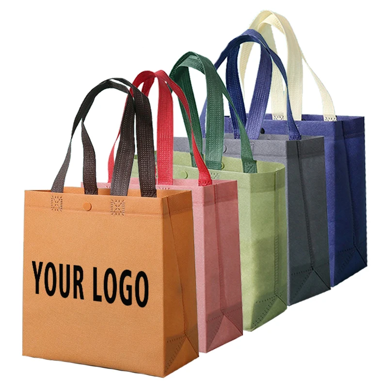 Custom logo Non-woven Tote Gift Bag With Button And Handle For Shopping，Clothes Wigs Business Packaging Printing Fee Not Include