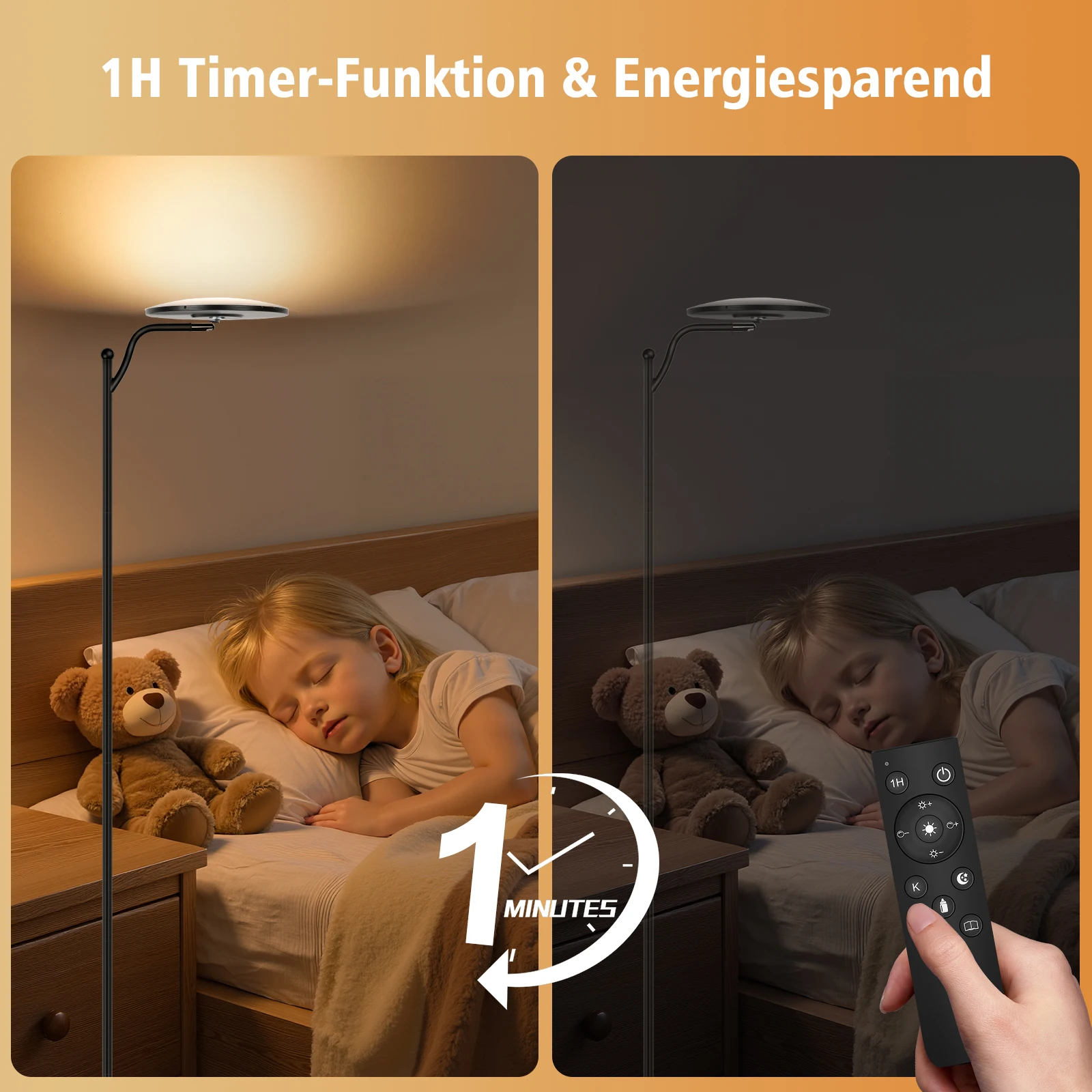 Obrázek 6: 32W LED podlaha lampa s daleký ovládání, stmívatelné 3000LM dívat se na lampa, 2700K-6500K nastavitelný vysoký lampa pro žití pokoj ložnice úřad, černá