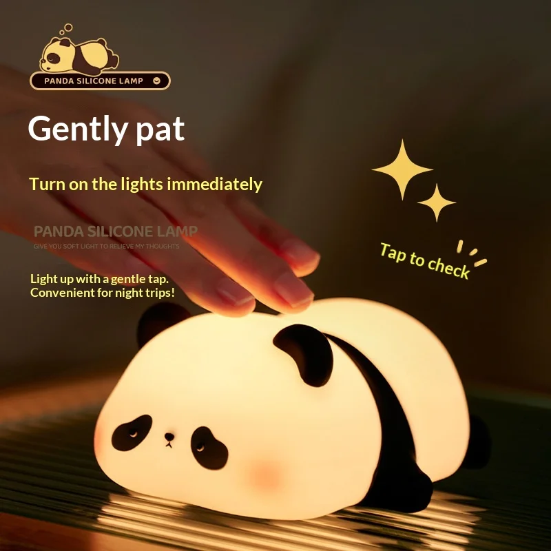 

Ночник Bujidao Panda, силиконовый, с тремя уровнями яркости, таймером выключения, длительным временем автономной работы, прикроватная лампа для спальни