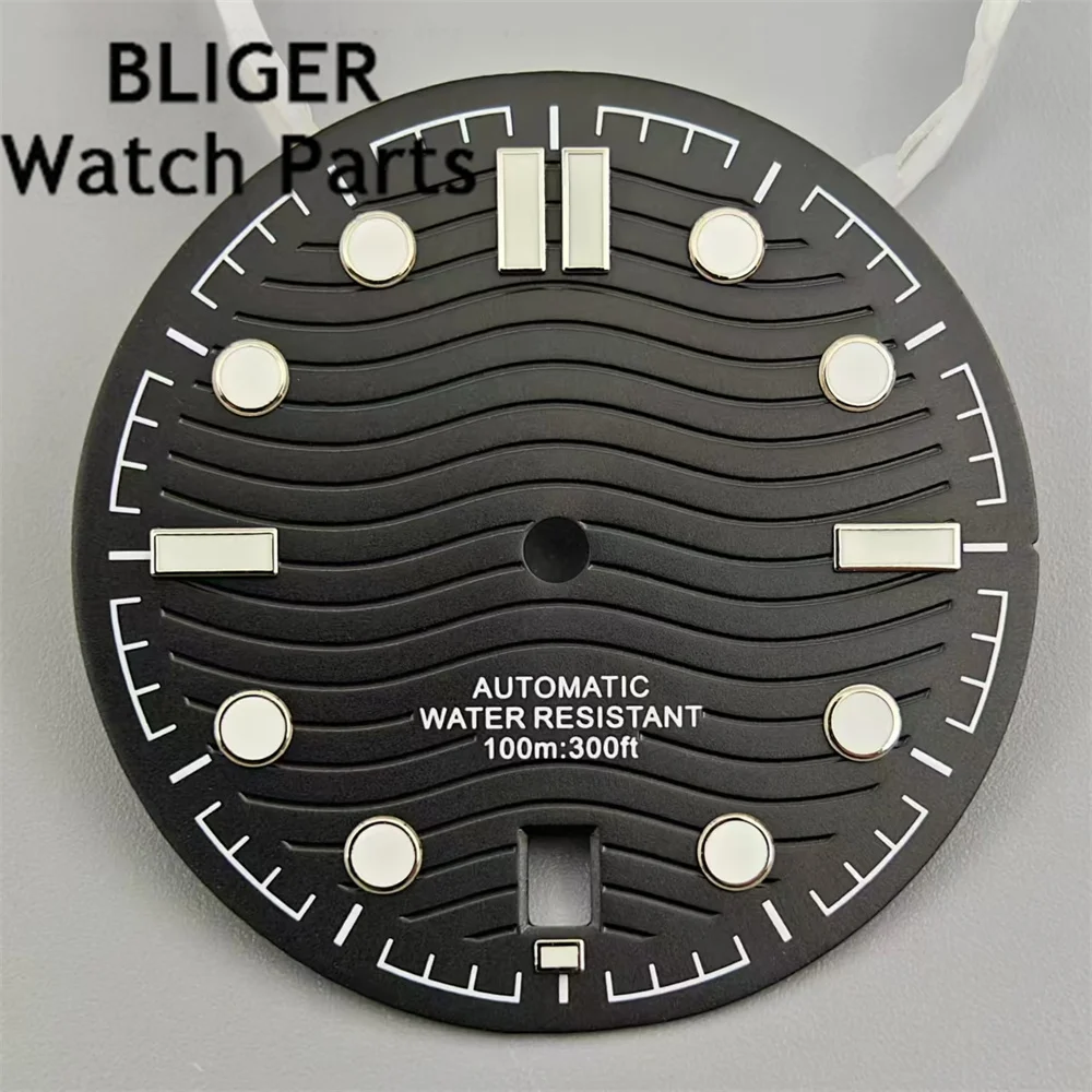 BLIGER 31 มม.NH35 นาฬิกาพร้อมเข็มตัวชี้สีเขียวส่องสว่างสําหรับนาฬิกาอุปกรณ์เสริมซ่อมเครื่องมือ 6 นาฬิกาวันที่