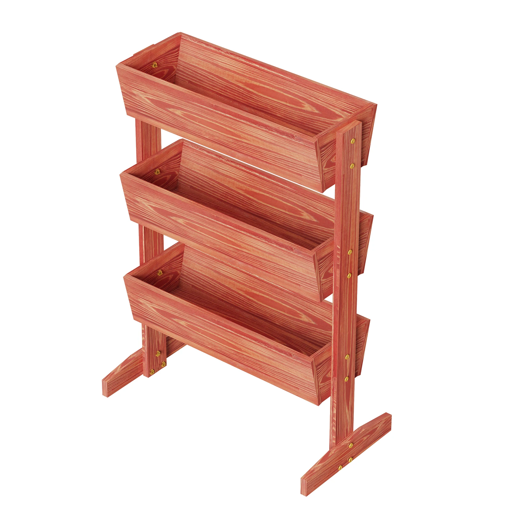 Raised Garden Bed Solid Pinewood 3 Tier Vegetable Vertical Planters Box with Detachable Ladder Elevated Stand for Outdoor