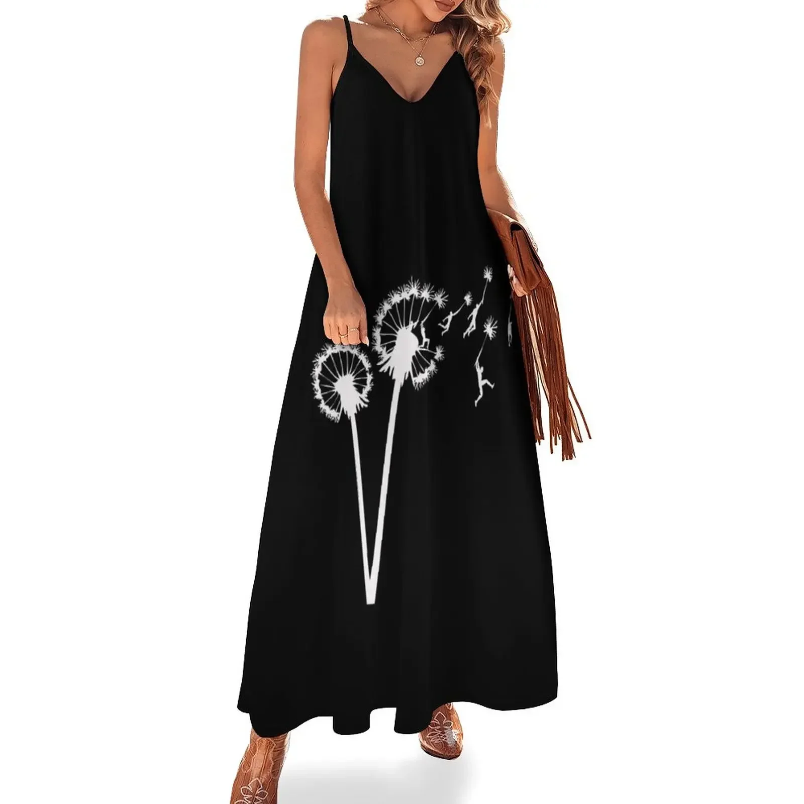 

Dandylion Flight - white silhouette Sleeveless Dress african dresses for woman Female dress Long dresses