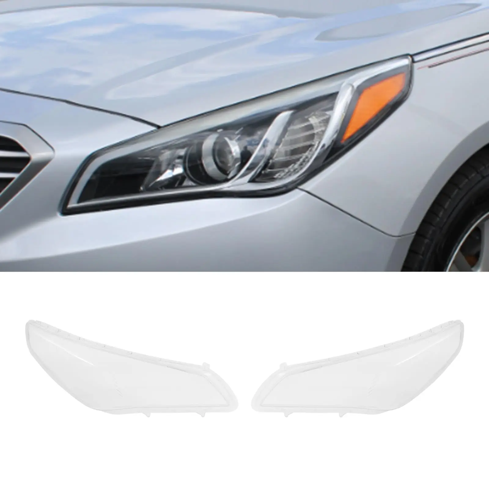

Pair Headlight Lens Cover Compatible with Hyundai Sonata 2015 2016 2017 Front Left and Right Side Headlamp Lens Cover Clear Head