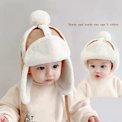 Fur Baby Hat for Girls Boys Plush Lining Winter Hat for Kids Cap with Earflap Skiing Windproof Baby Bonnet Infant Beanie 1-4Y