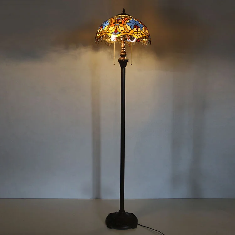Hot-selling 16 Inch Floor Lamp with Stained Glass Lampshade Living Room Lights