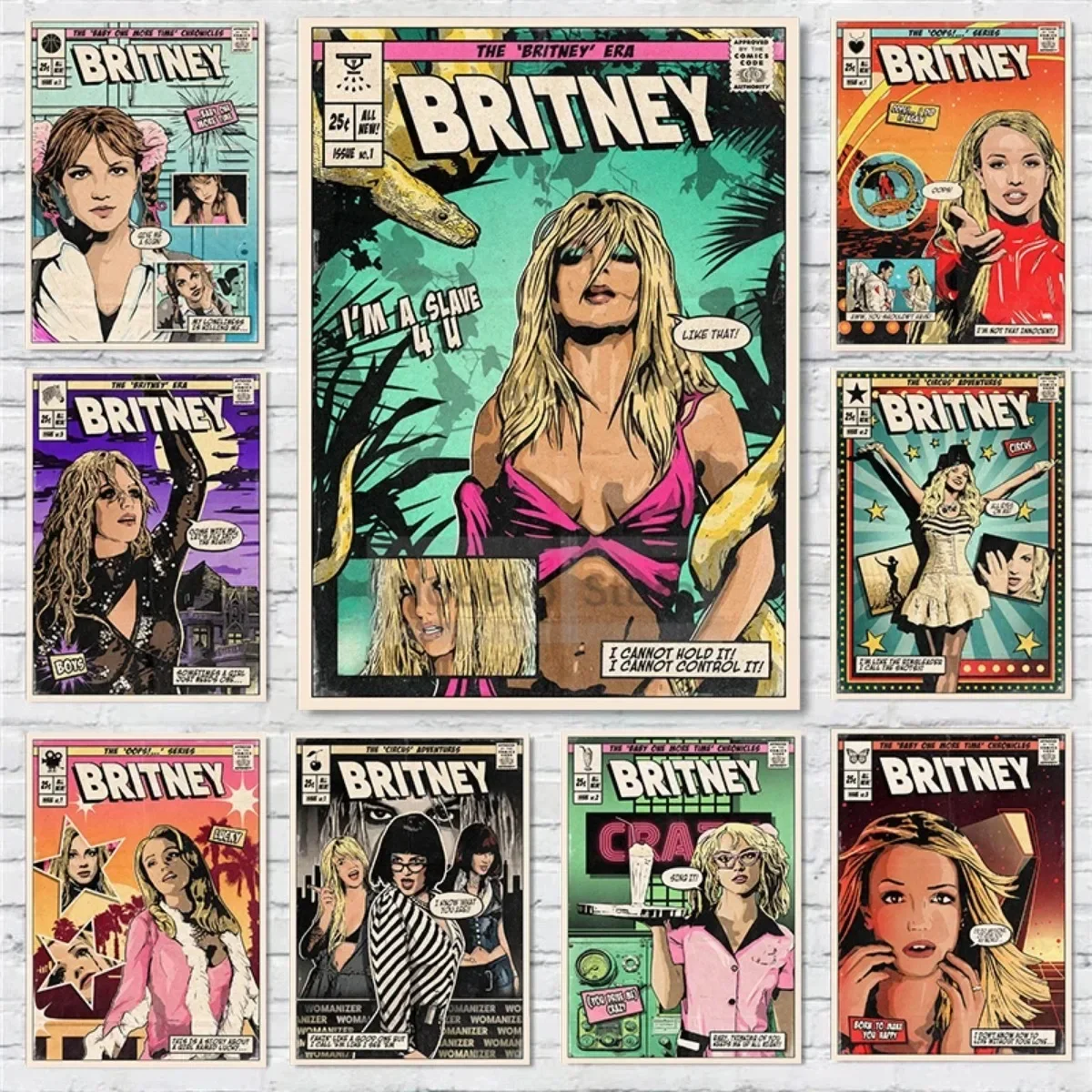 Álbum de cantante estadounidense Britney Spears, cubierta de cómic, pintura en lienzo, carteles e impresiones, imágenes artísticas de pared para decoración de sala de estar