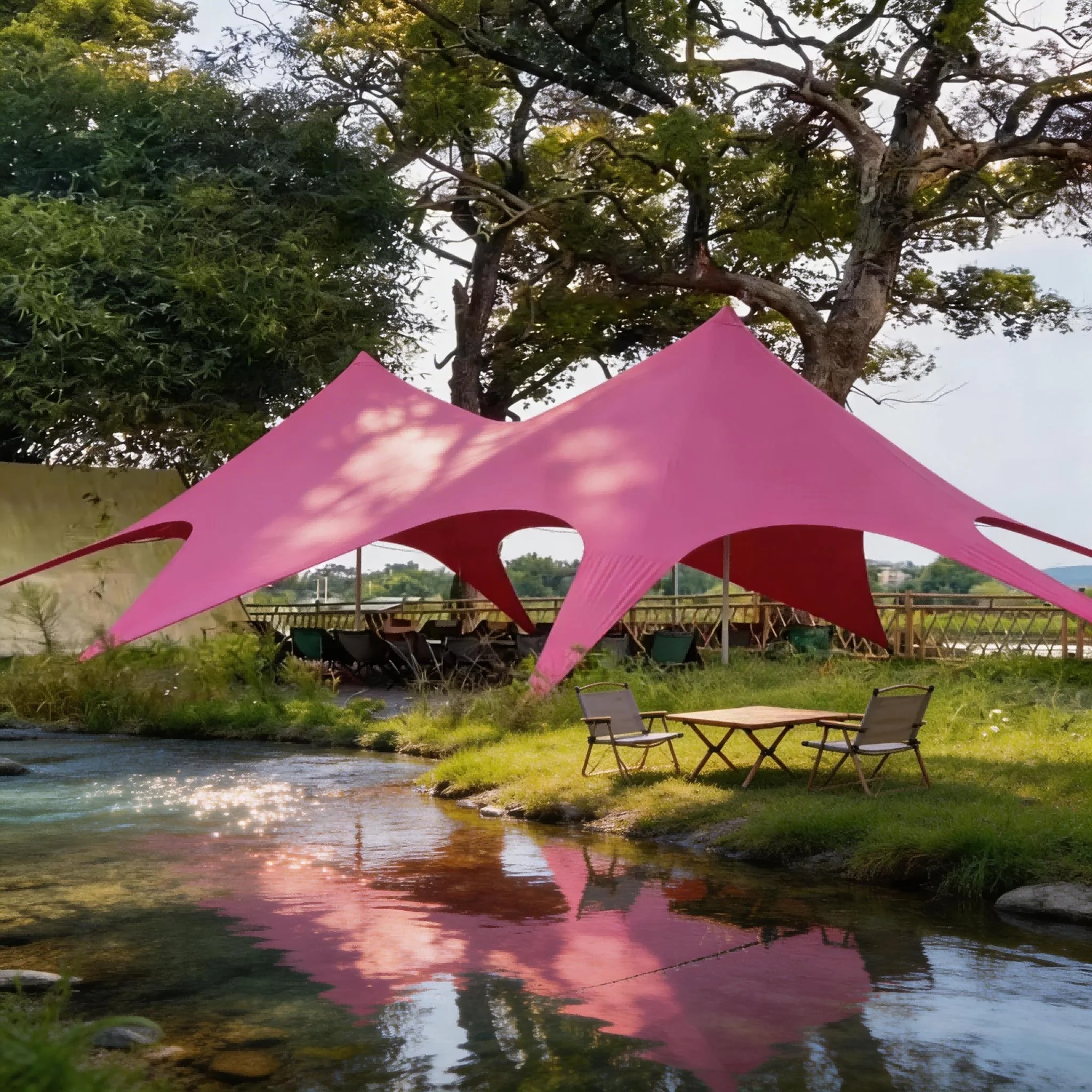 Portable Waterproof Magenta Canopy Tent with Aluminum Pole for Camping Use