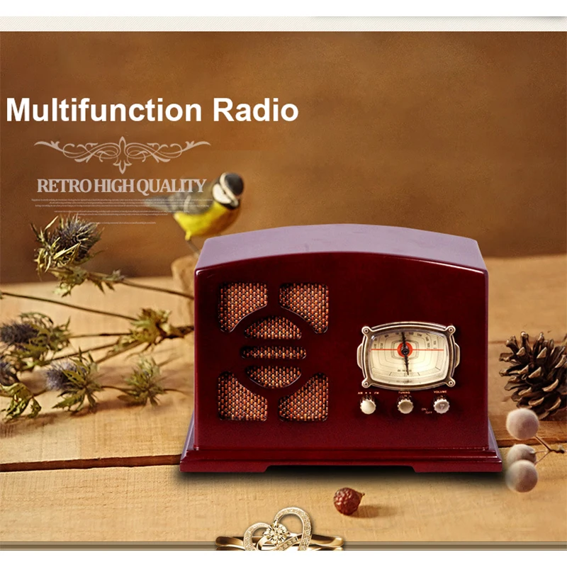 Old-fashioned Retro Bluetooth Radio L604 Antique Old-fashioned Radio Desktop Wooden Speaker Pointer Speaker Classic Style