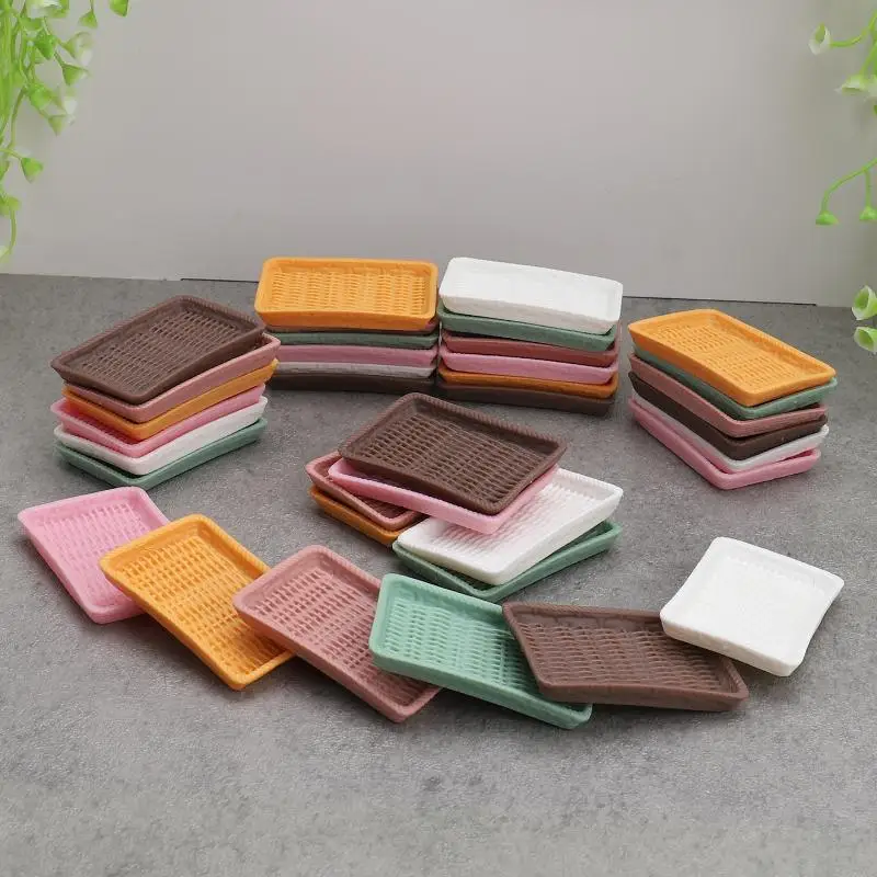 10 szt. Plastikowy zestaw mini sztućców do domku dla lalek, mini symulacja deserów, chleba, talerzy, model, akcesoria do zabawek do domku dla lalek