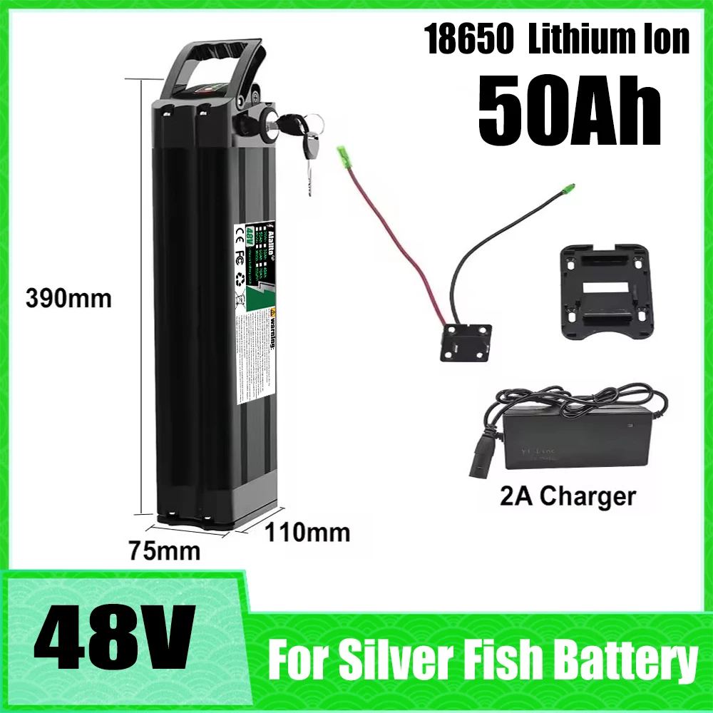 48V 20Ah-50Ah， Built in BMS protection, for Silver Fish lithium battery pack, compatible with 250W-1000W motors