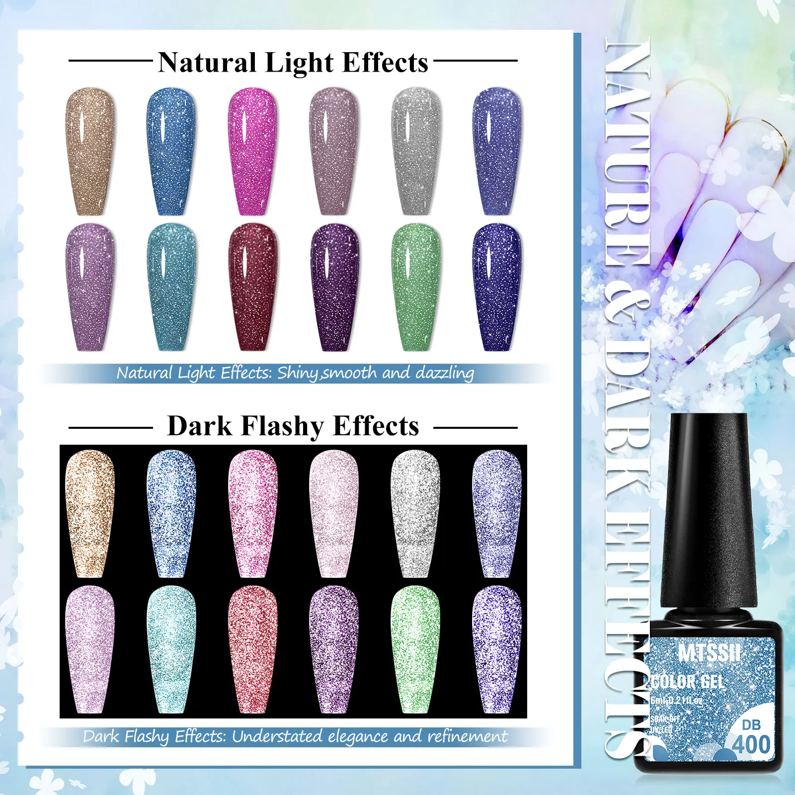 12 STKS/SET Fonkelende Reflecterende Glitter Gel Nagellak Set Semi-permanente Losweken UV Nail Art Vernis Kit manicure Benodigdheden