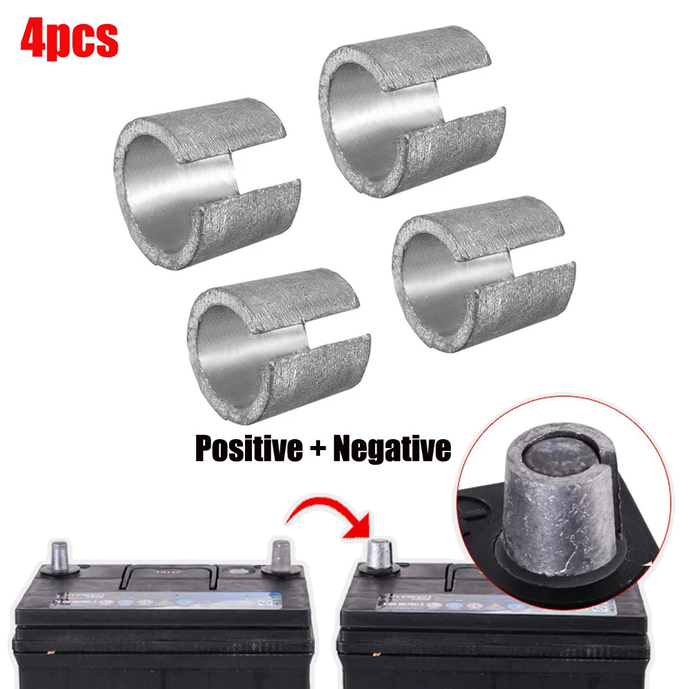 

2pair Car Battery Negative Terminal Adapter Positive Post Shim Converters Battery Terminal Adapters Metal Auto Accessories