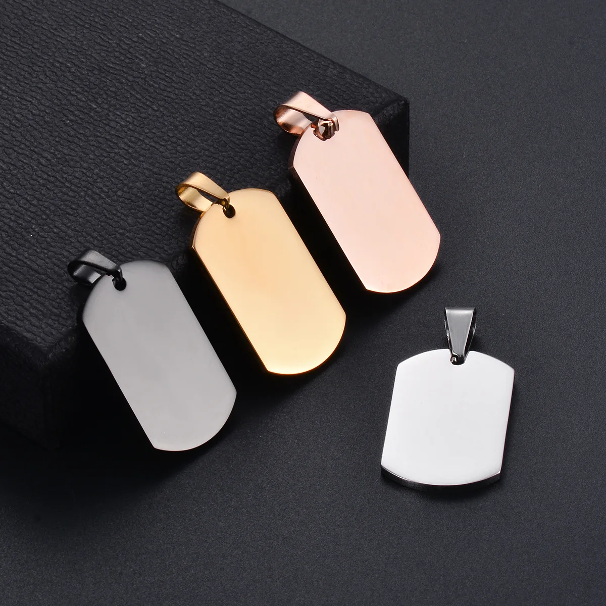 10 pcs  Stainless Steel Military Army Style ID Blank Dog Tags Pendant Rectangle Necklace Jewelry Accessories Dropship