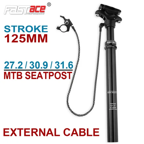 FASTACE Cable externo tija de sillín MTB 27,2/30,9/31,6mm bicicleta de montaña cuentagotas remoto 125mm tija de sillín de bicicleta de descenso de viaje 440mm