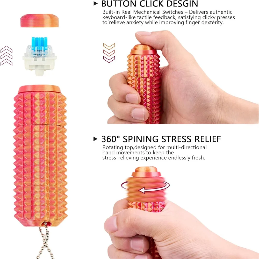 Toy Spike Roller Toy for Anxiety Relief Press and Rotate Adults Spiky Sensory Toys Portable ADHD Toys Novelty Gift