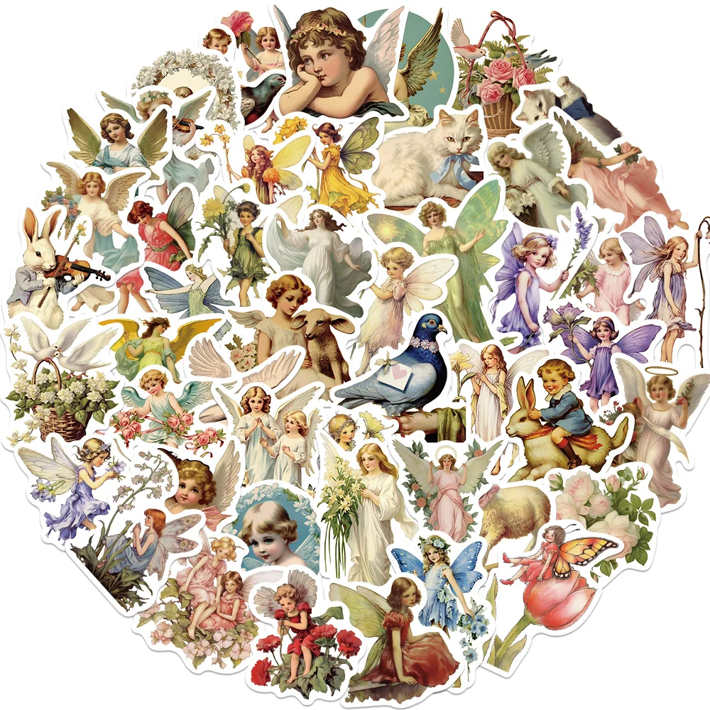 50Pcs Cartoon Kids Decals Cute Fairytale Oil Painting Stickers for Laptop Water Bottle Luggage Diary Phone Waterproof Graffiti